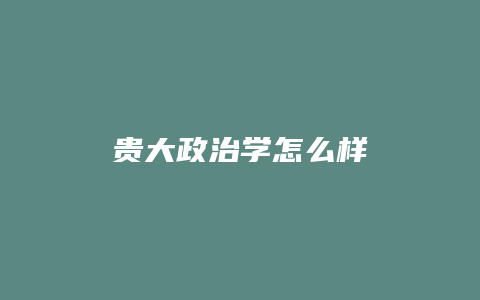 贵大政治学怎么样