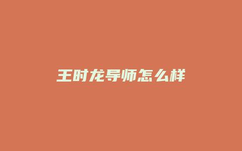 王时龙导师怎么样