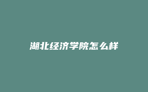 湖北经济学院怎么样