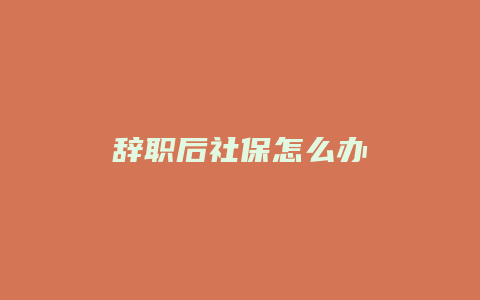 辞职后社保怎么办